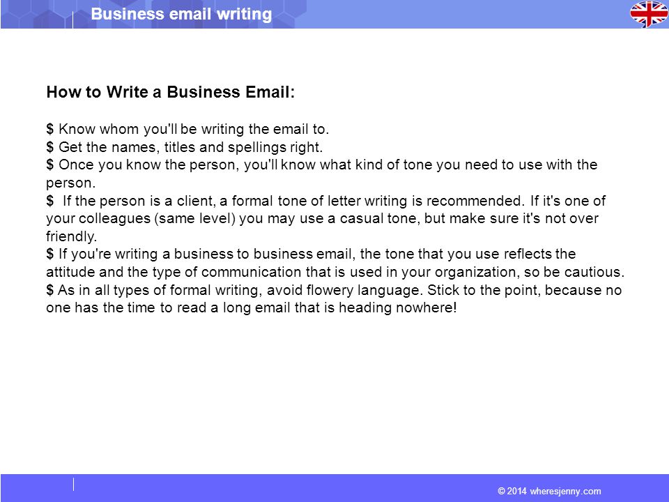 how to write a business email ppt